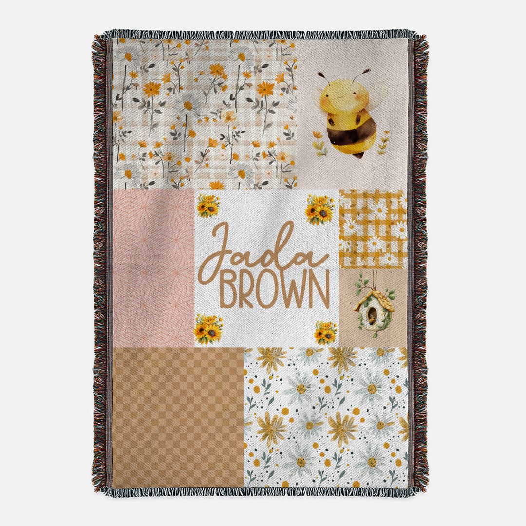 Cottagecore Wildflower Garden Woven Blanket (B187)