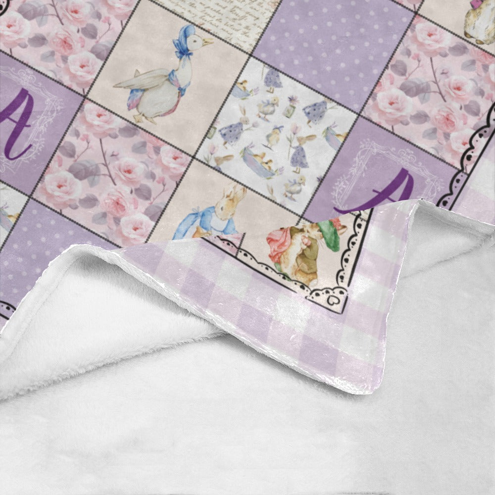 Storybook Bunny Patch Blanket (Purple) (B292)