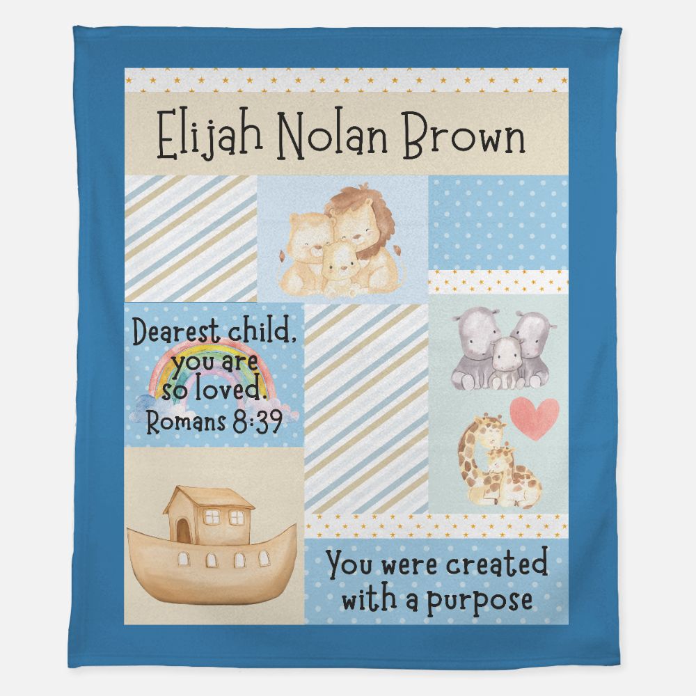 Noah's Ark Blanket (B084) (Blue)