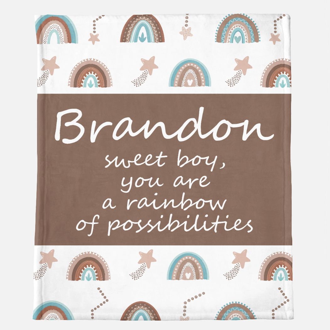 Boho Rainbow Blanket (Blue & Brown)(B001)