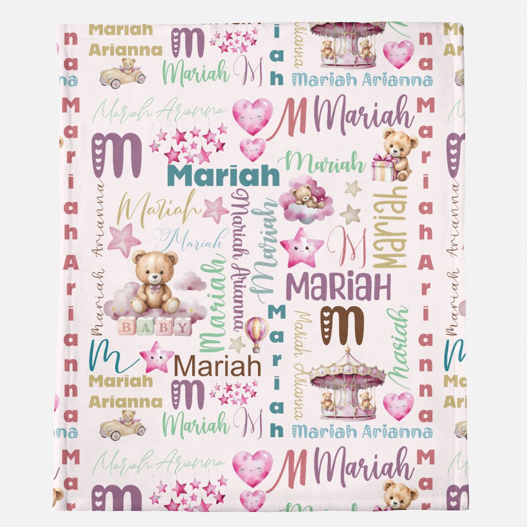 Teddy Bear Name Blanket (B014)