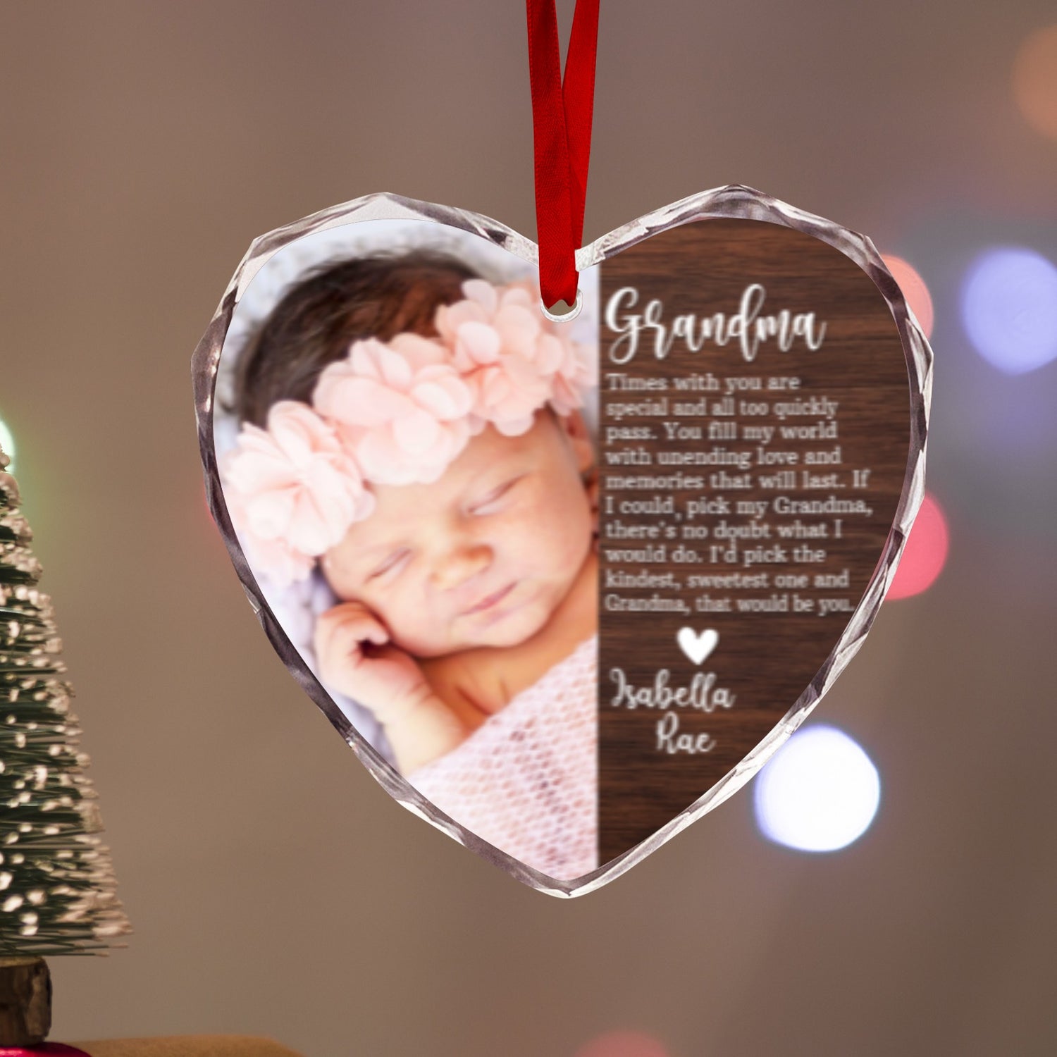 From Baby to Grandma Christmas Ornament (Glass Heart-Shaped)(A024)