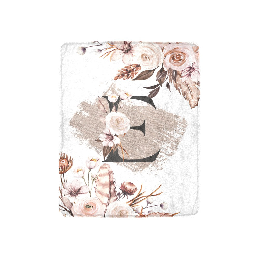 Boho Floral Monogram Blanket (B235)