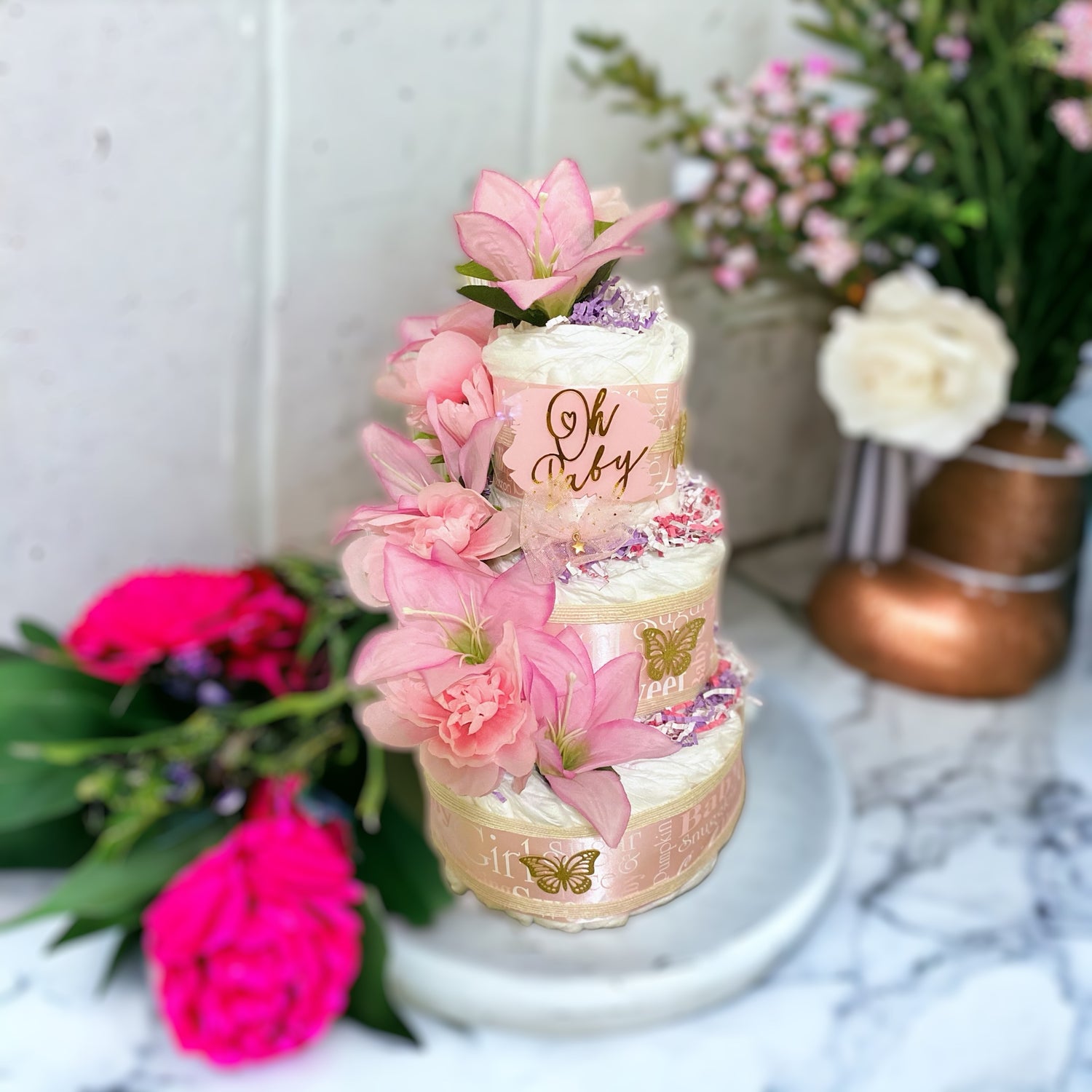 Floral Diaper Cake