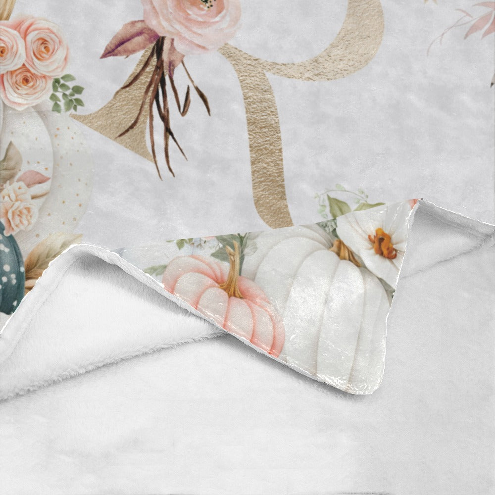 Cottagecore Shabby Pumpkins Monogram Blanket (B241)