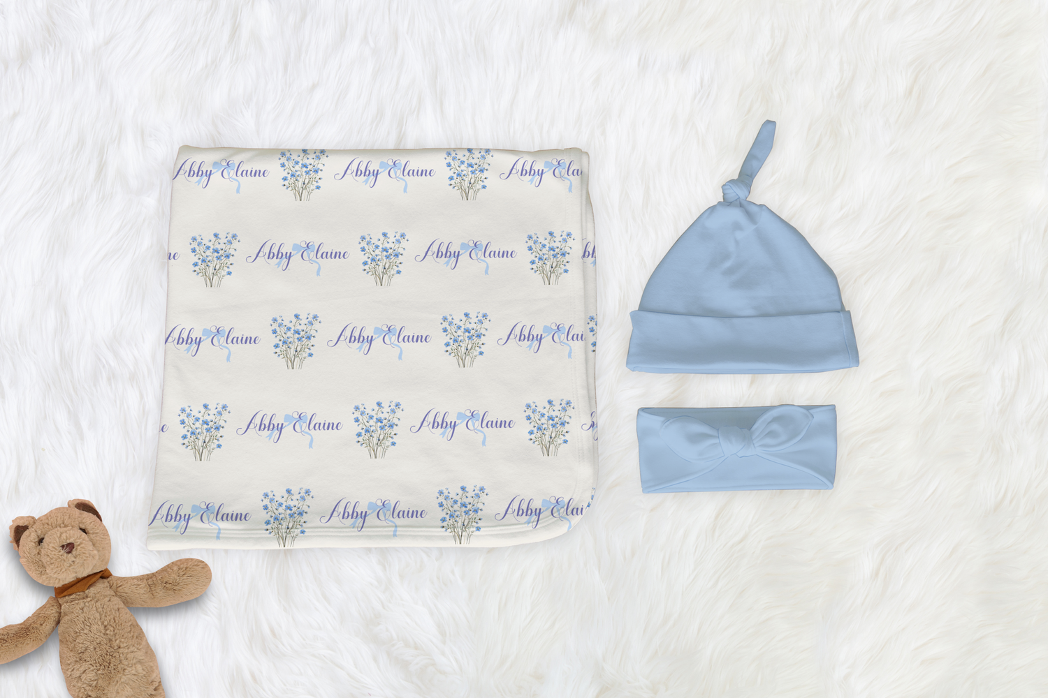 Abby Elaine's Blossoming Bows Swaddle Set (B128)