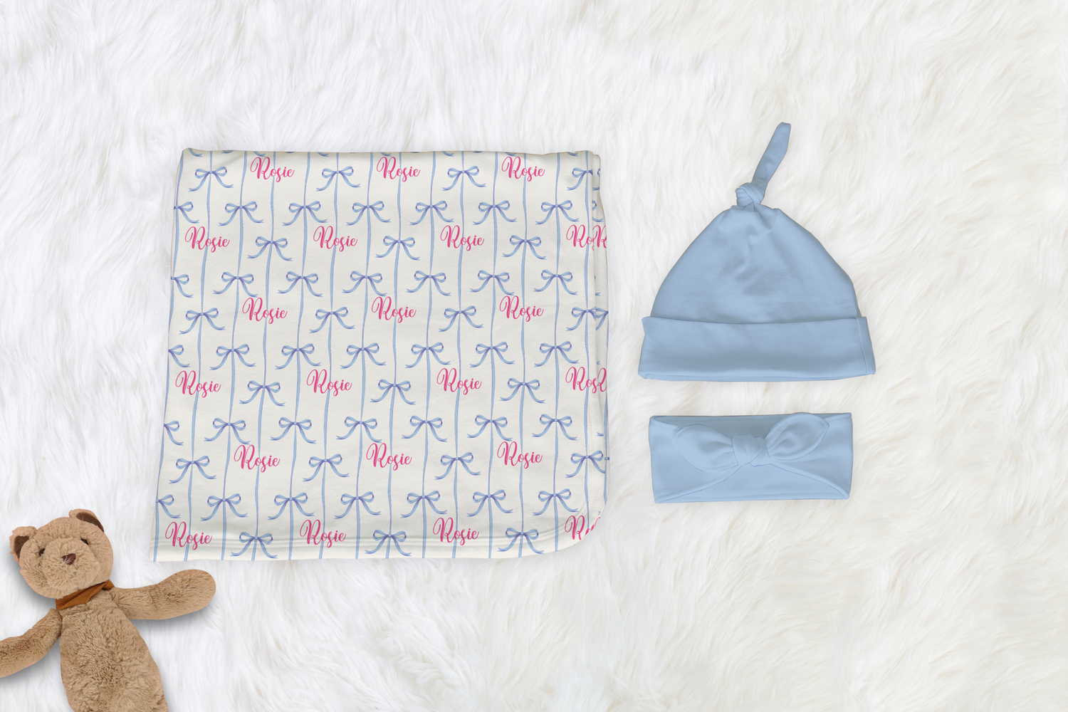 Abby Elaine's Vintage Bows Swaddle Set (B116)