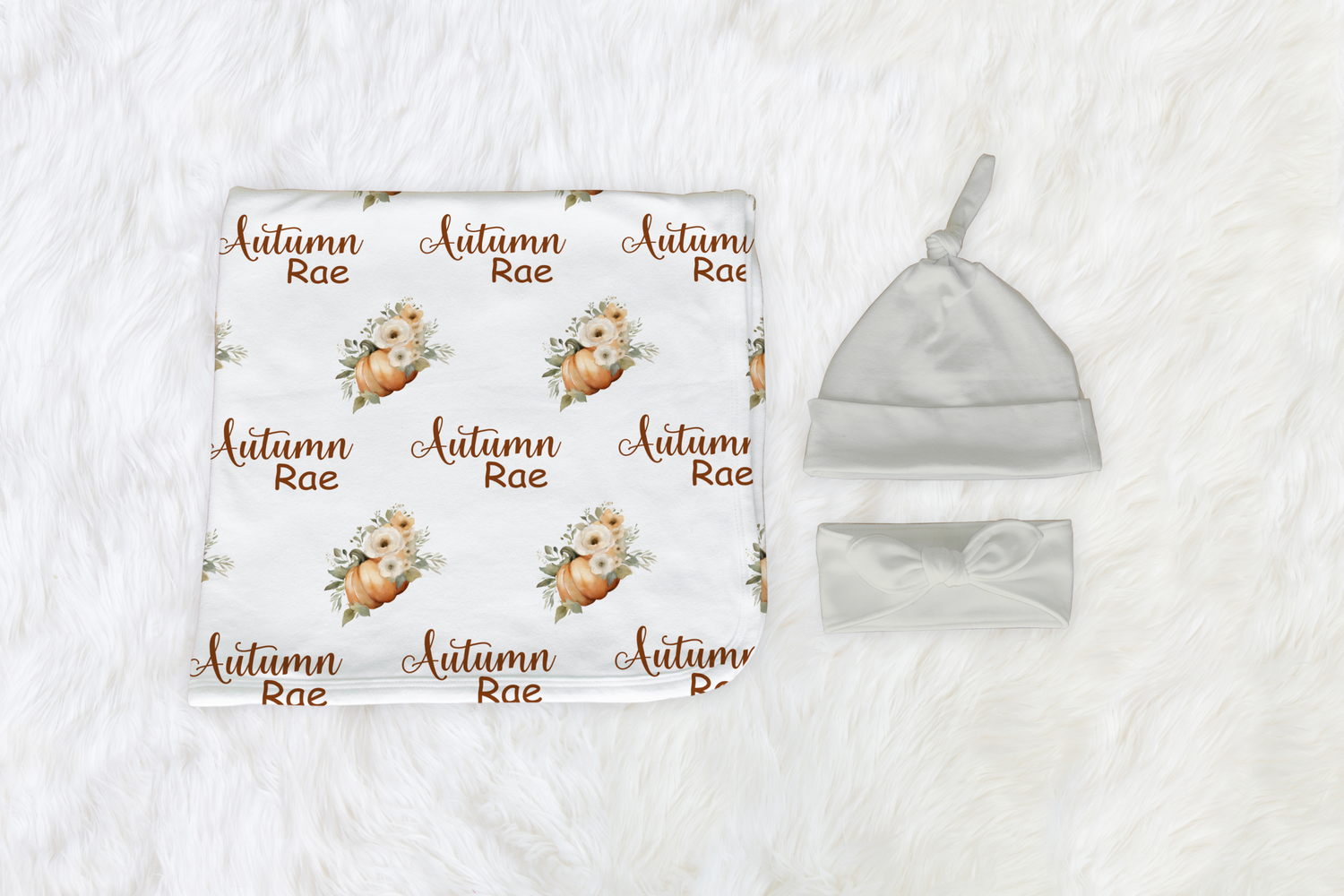 Autumn Pumpkins Swaddle Set (B043)