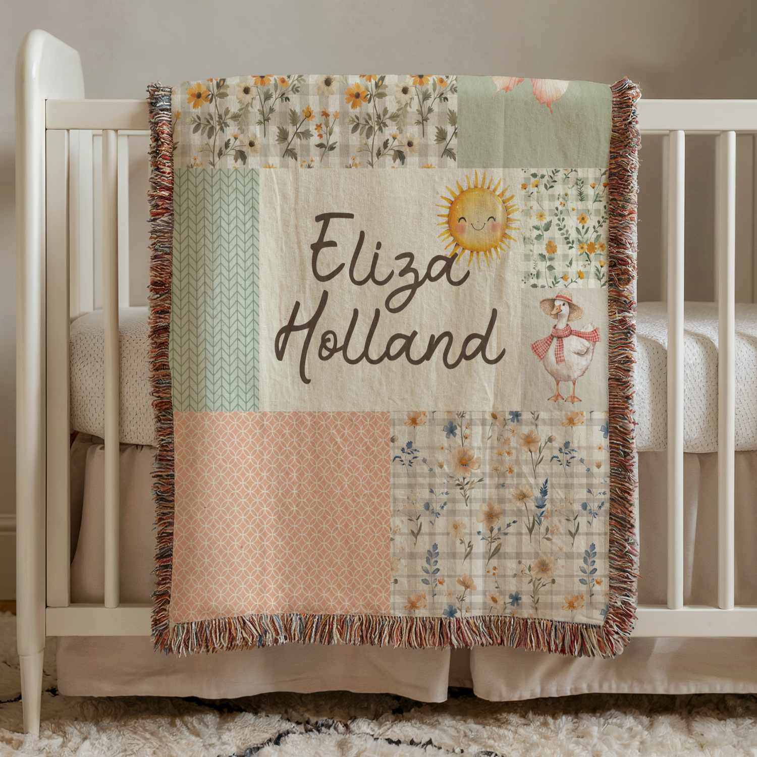 Cottagecore Garden Woven Blanket (B193)