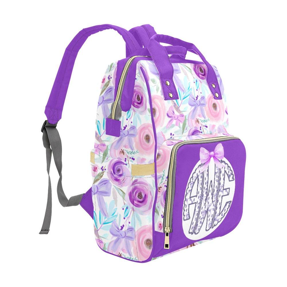 Bows in a Flower Bed Monogram Diaper Bag (A128)
