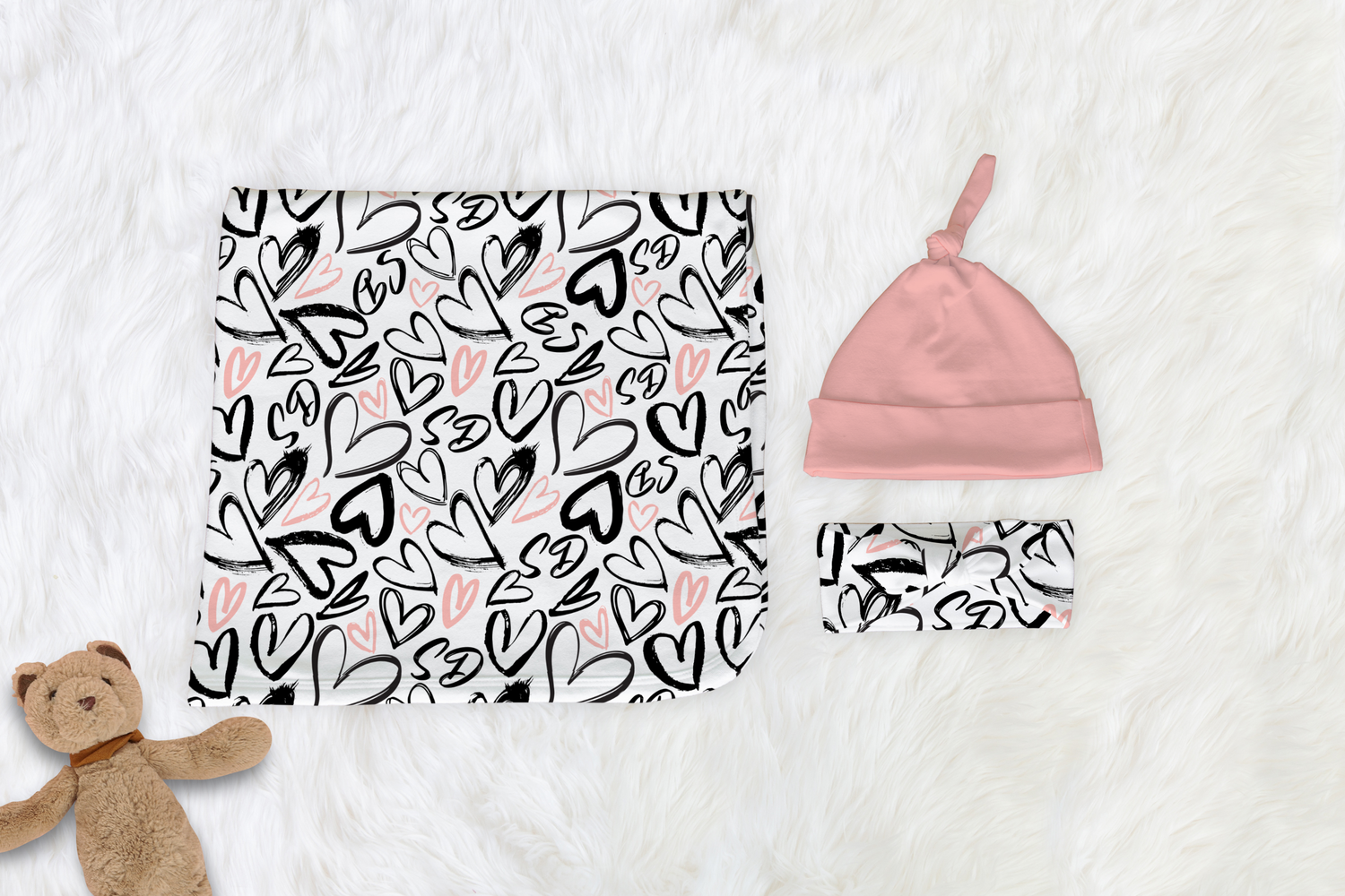 Hearts of Love Swaddle Set (B262)