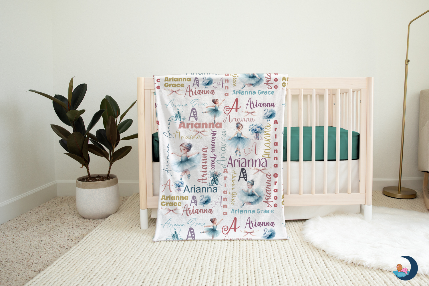 Blue Ballerina Name Blanket (B073)