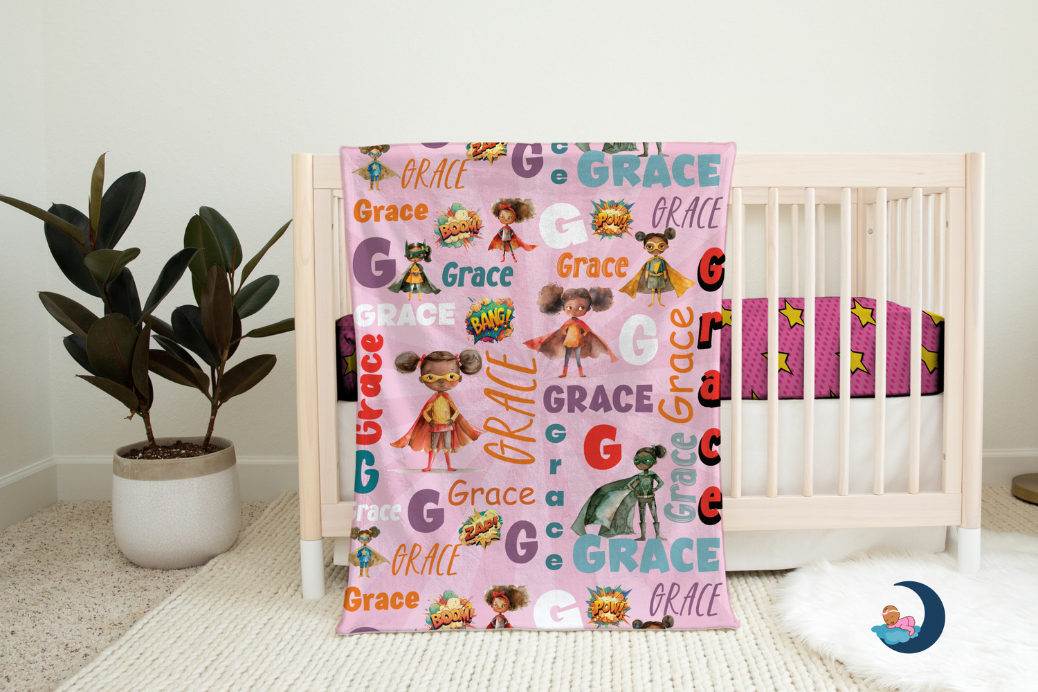 African American Superhero Name Blanket (B200)
