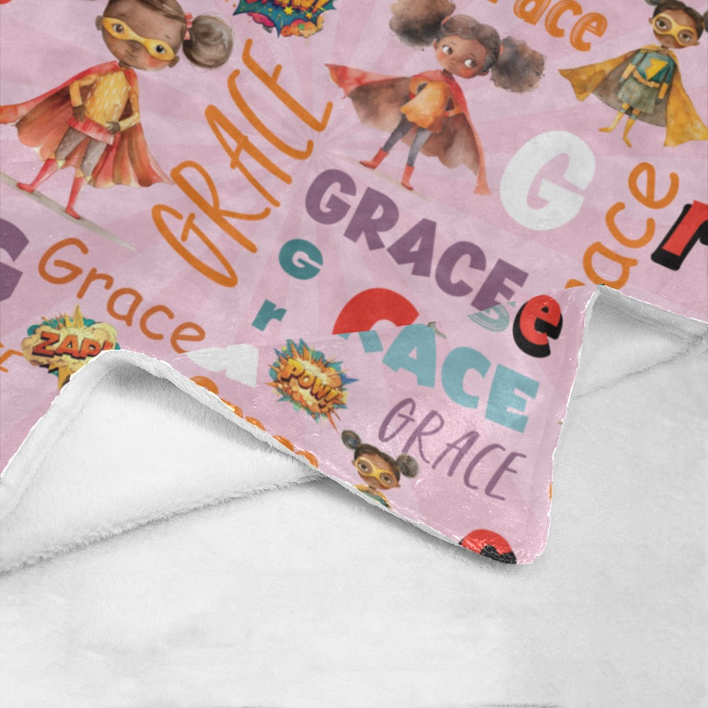 African American Superhero Name Blanket (B200)