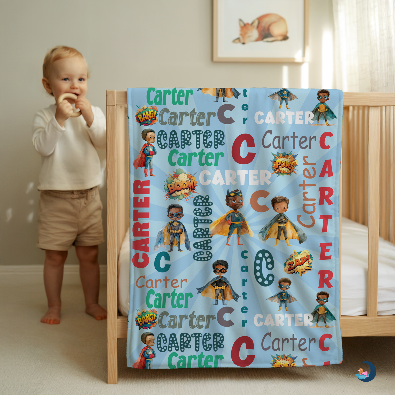 African American Superhero Name Blanket (B199)