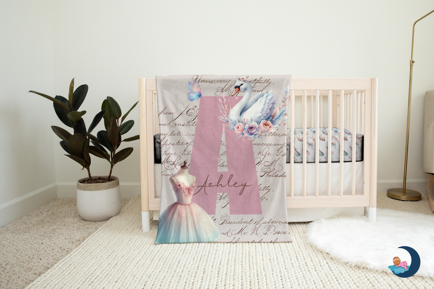 Ballerina Script Blanket (B071)