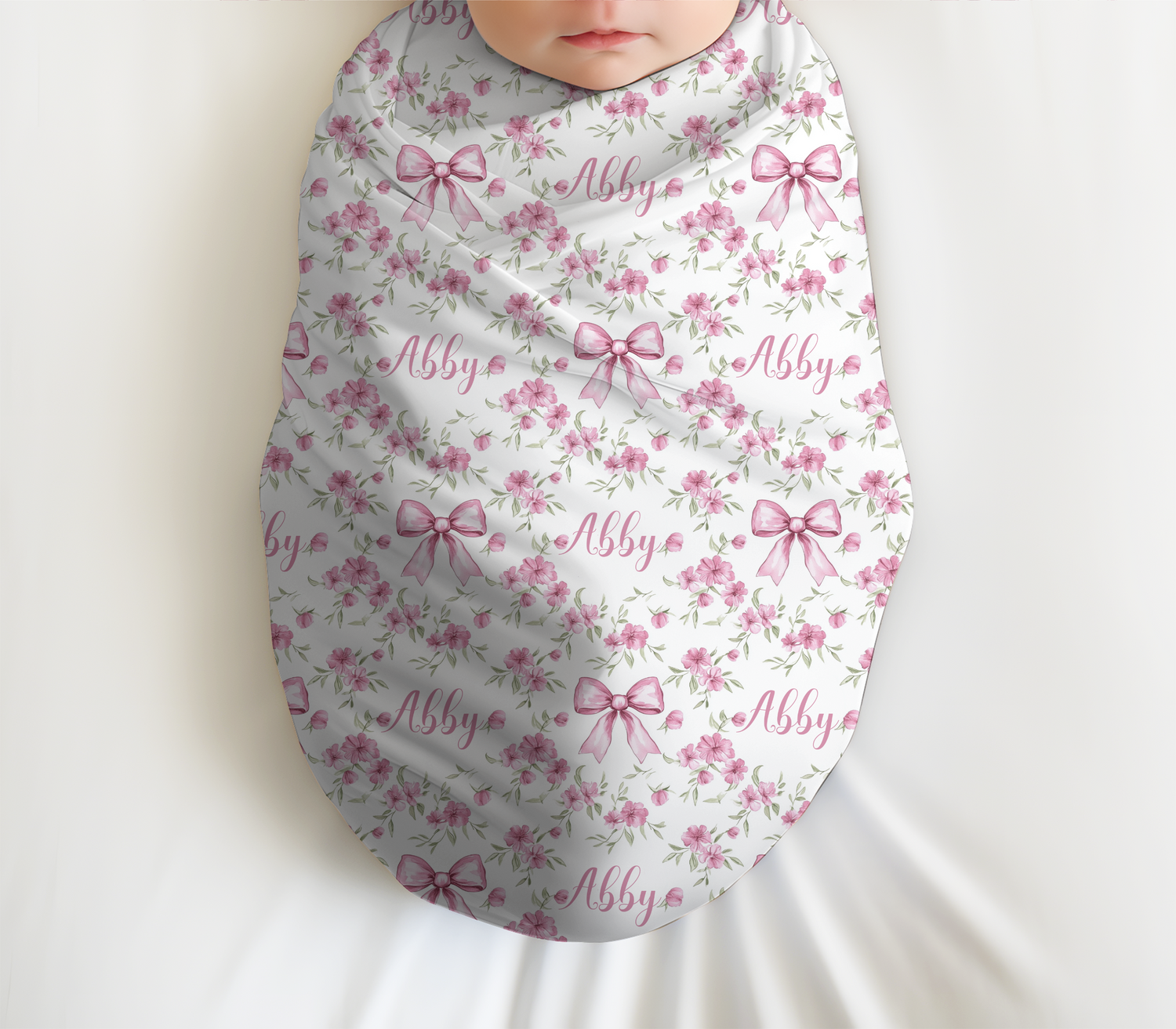 Abby Elaine's Bows in a Flower Bed Swaddle Set (B130)