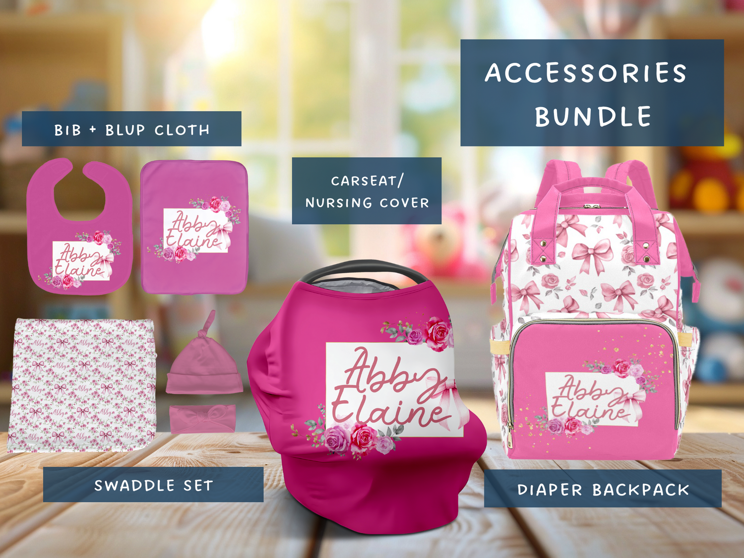 Abby Elaine: Bows in a Flower Bed Accessories Set (Bun023)