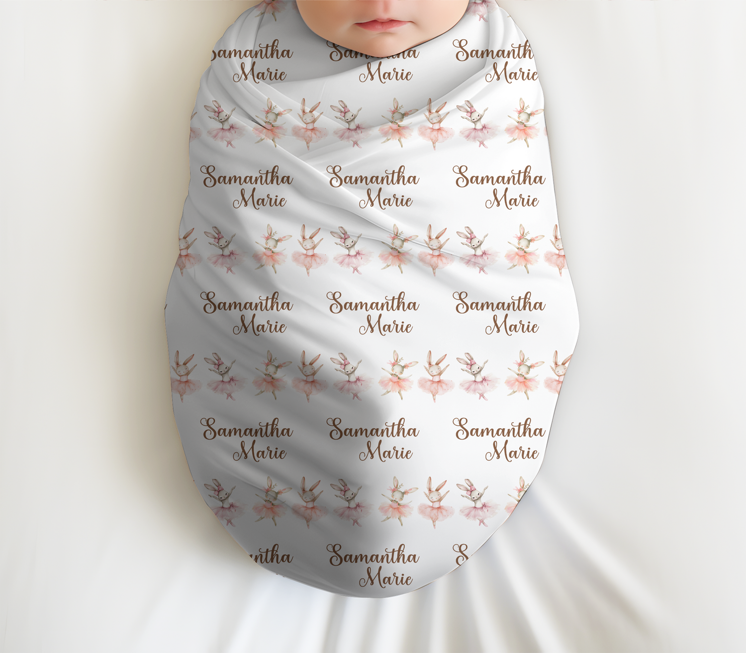 Bunny Ballerina Swaddle Blanket (B068)