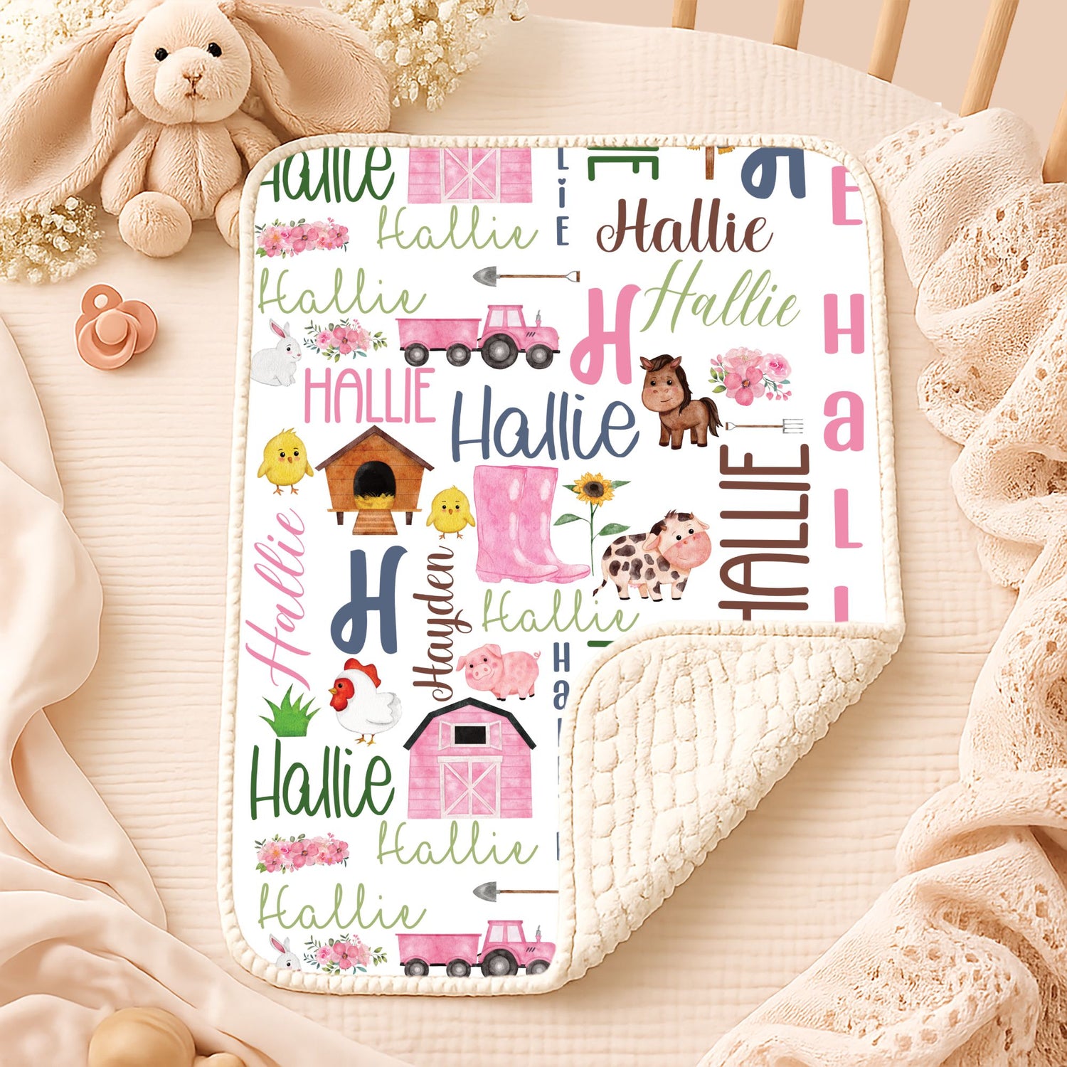 Down on the Farm Blanket (Pink)(B319)