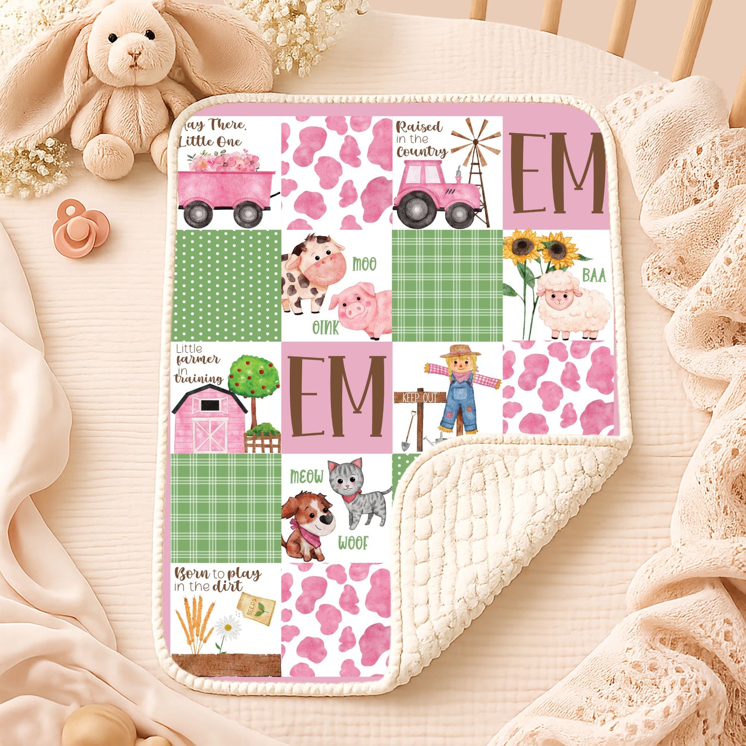 Little Farmhand Blanket (Pink)(B318)