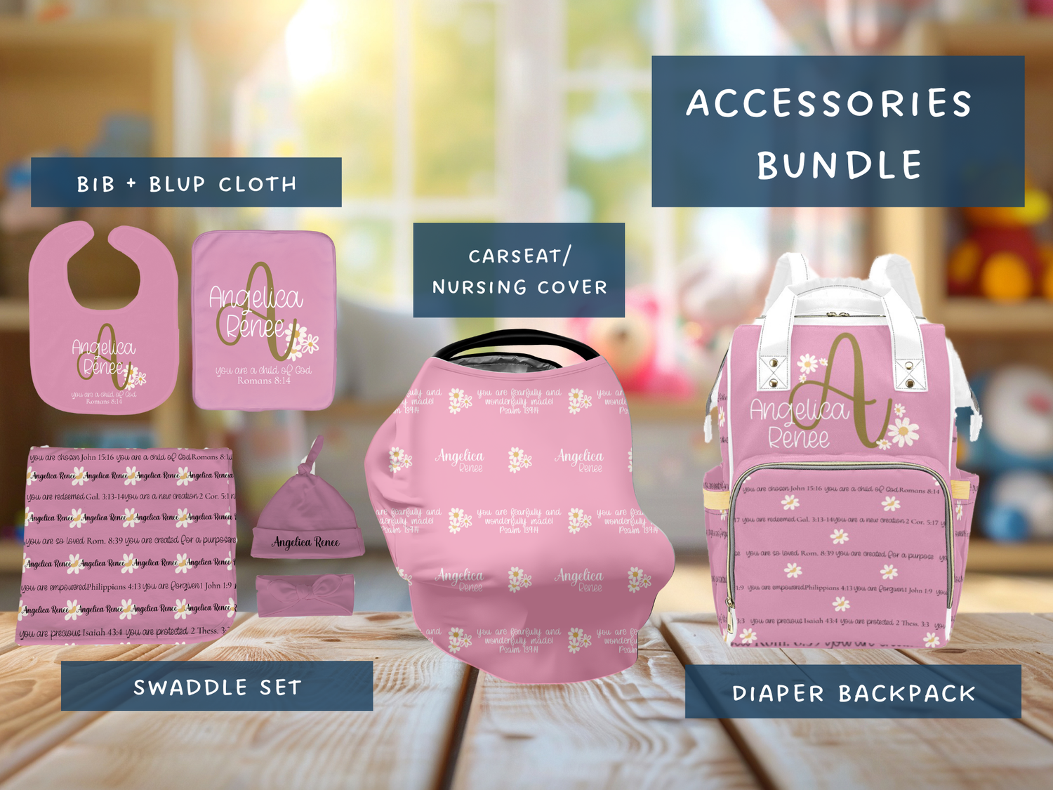 Christian Affirmations Accessories Set (Pink) (Bun025)