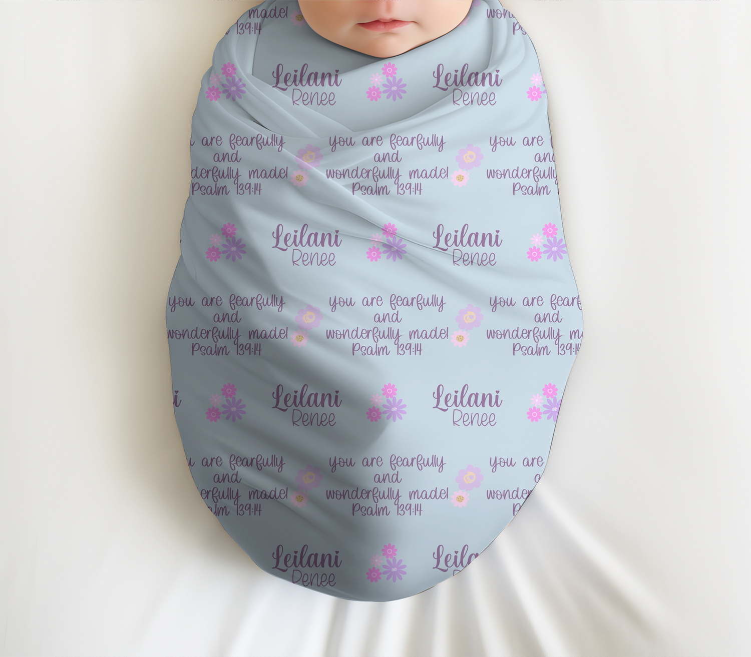 Christian Affirmations Swaddle Set (B095) (Blue)