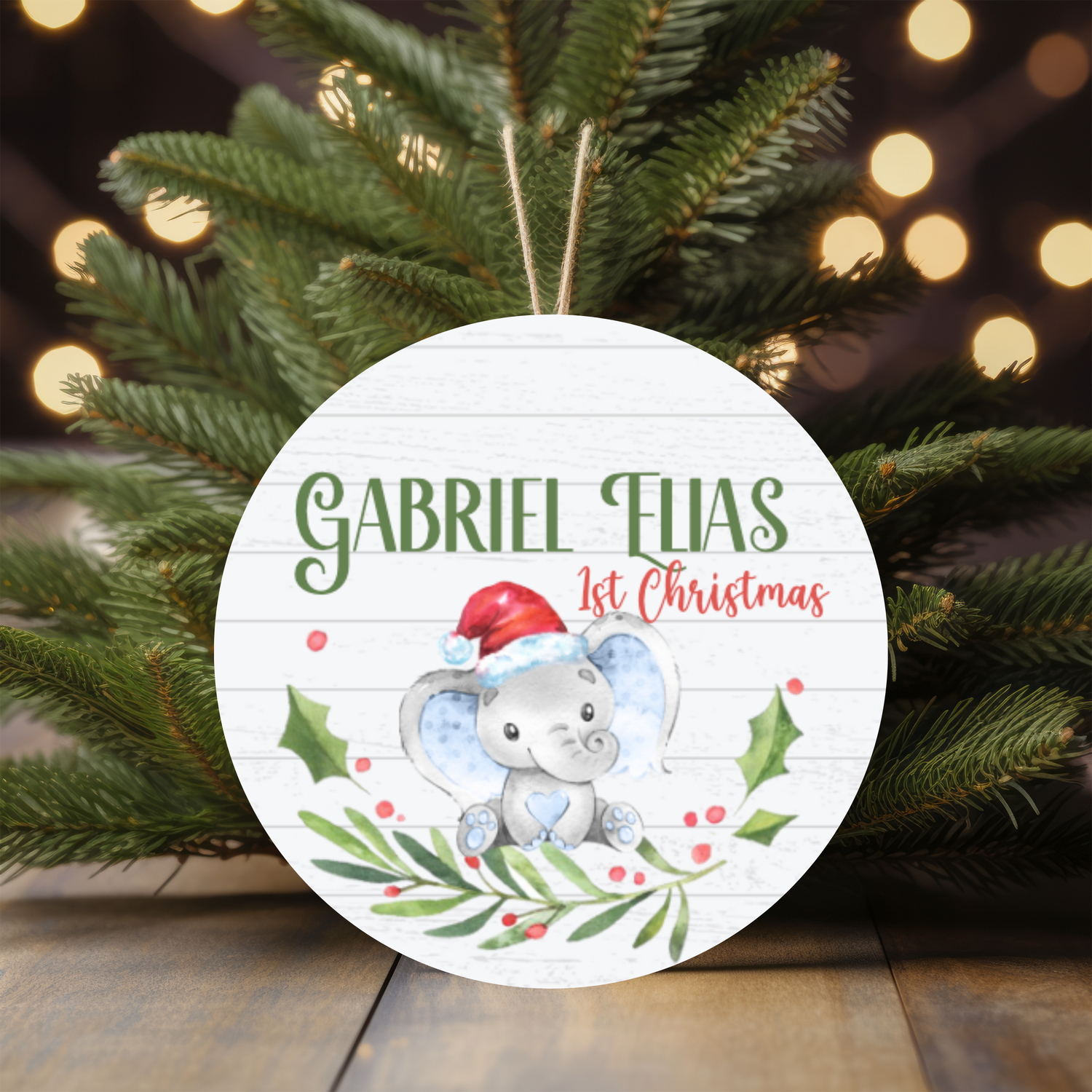 Baby Elephant First Christmas Ornament (A019)