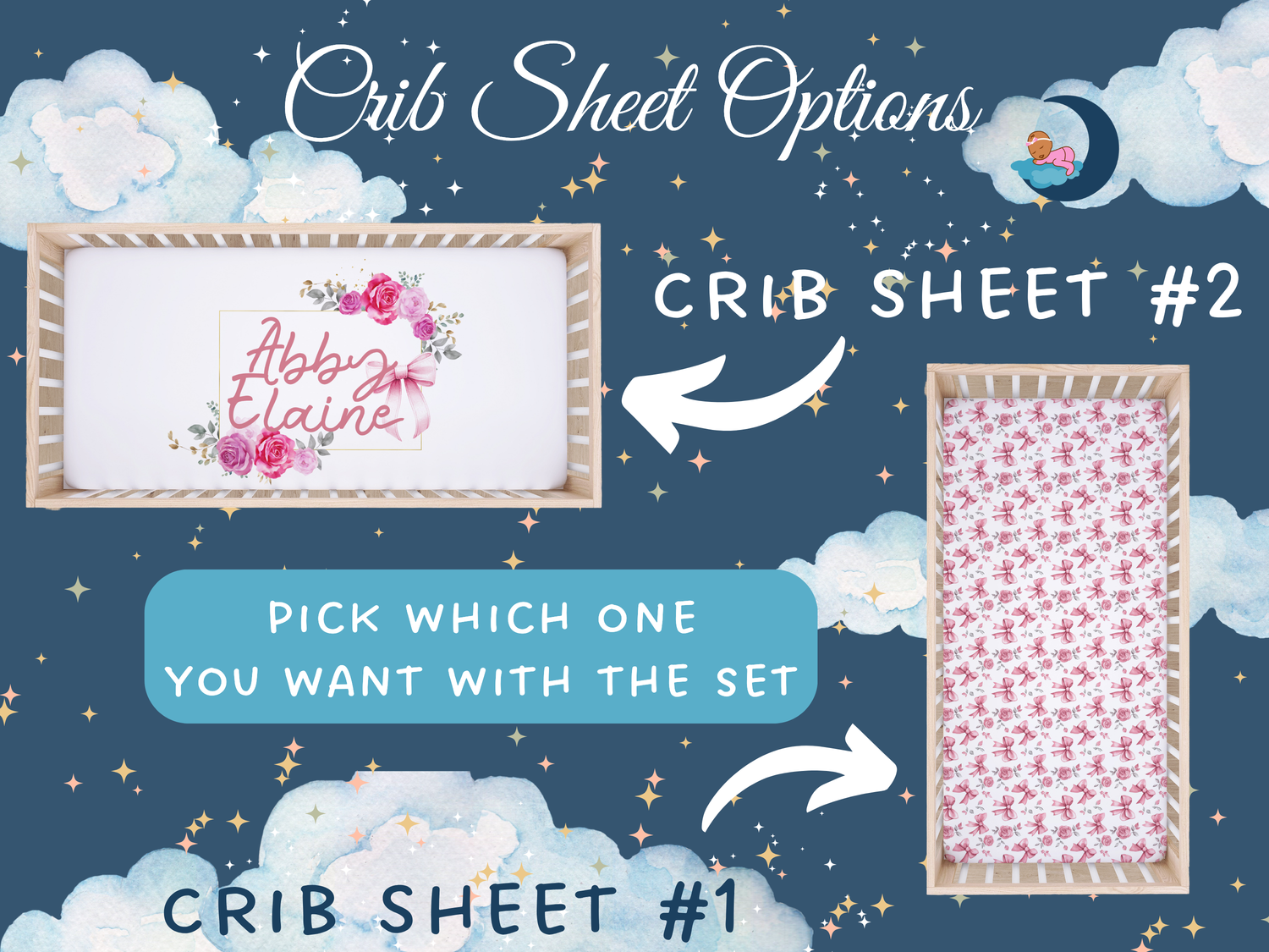 Abby Elaine's Bows in a Flower Bed Bedding Set (N041)