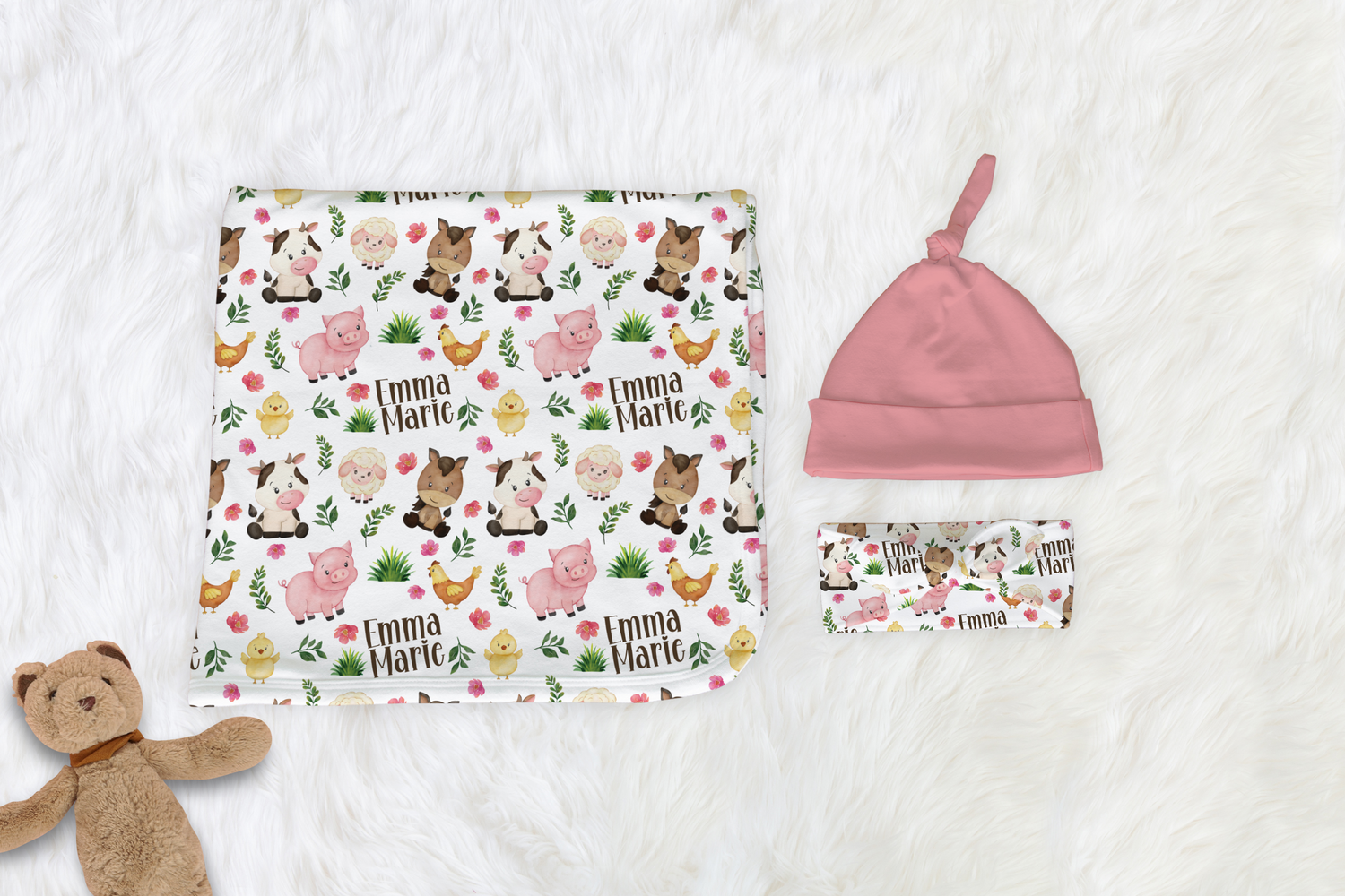 Little Farmer Swaddle Set (Pink) (B323)