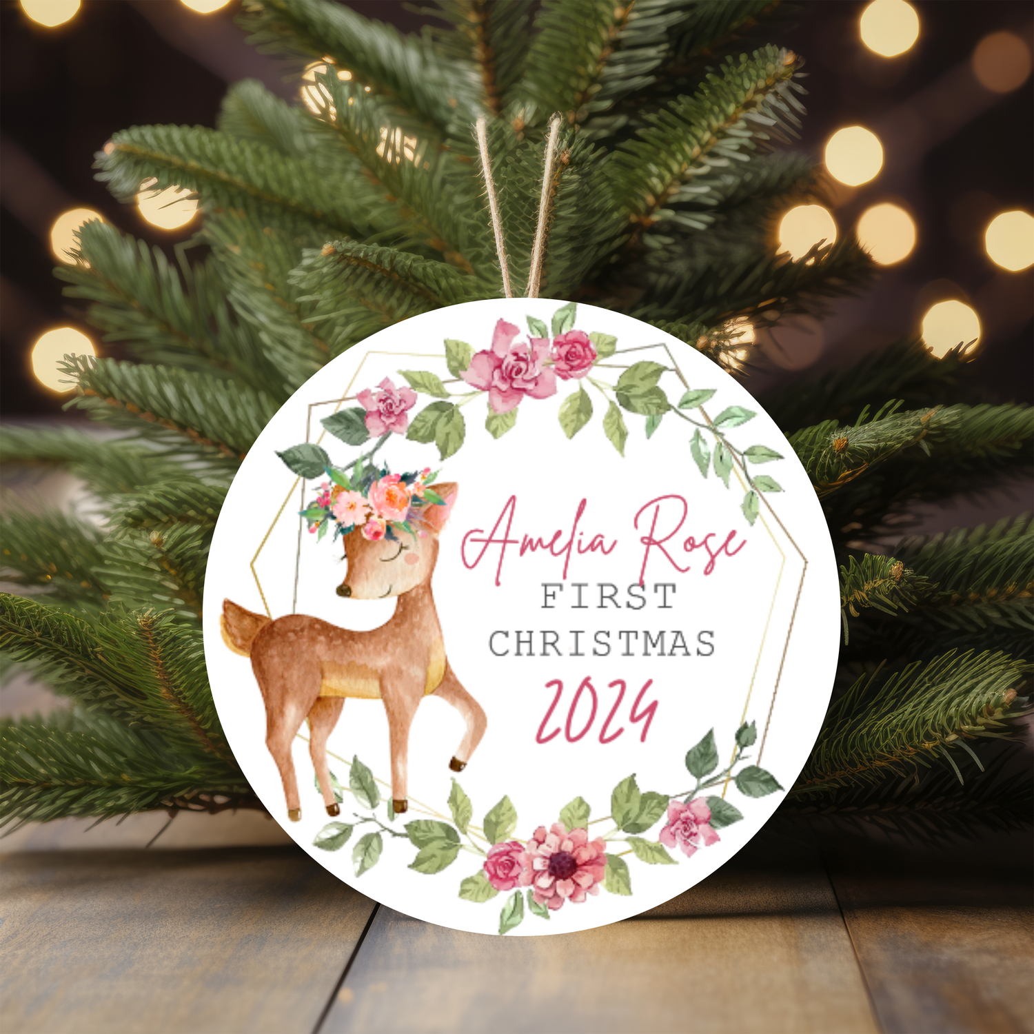 Baby Deer First Christmas Ornament (A018)