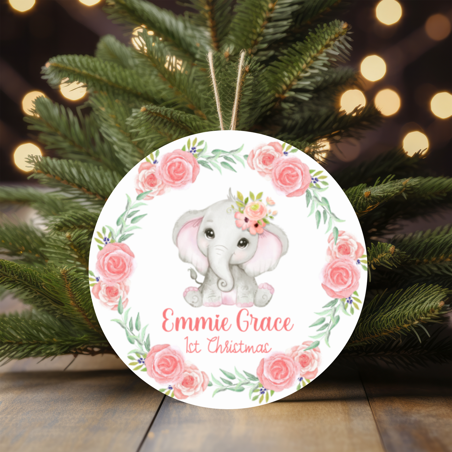 Baby Elephant First Christmas Ornament (A020)