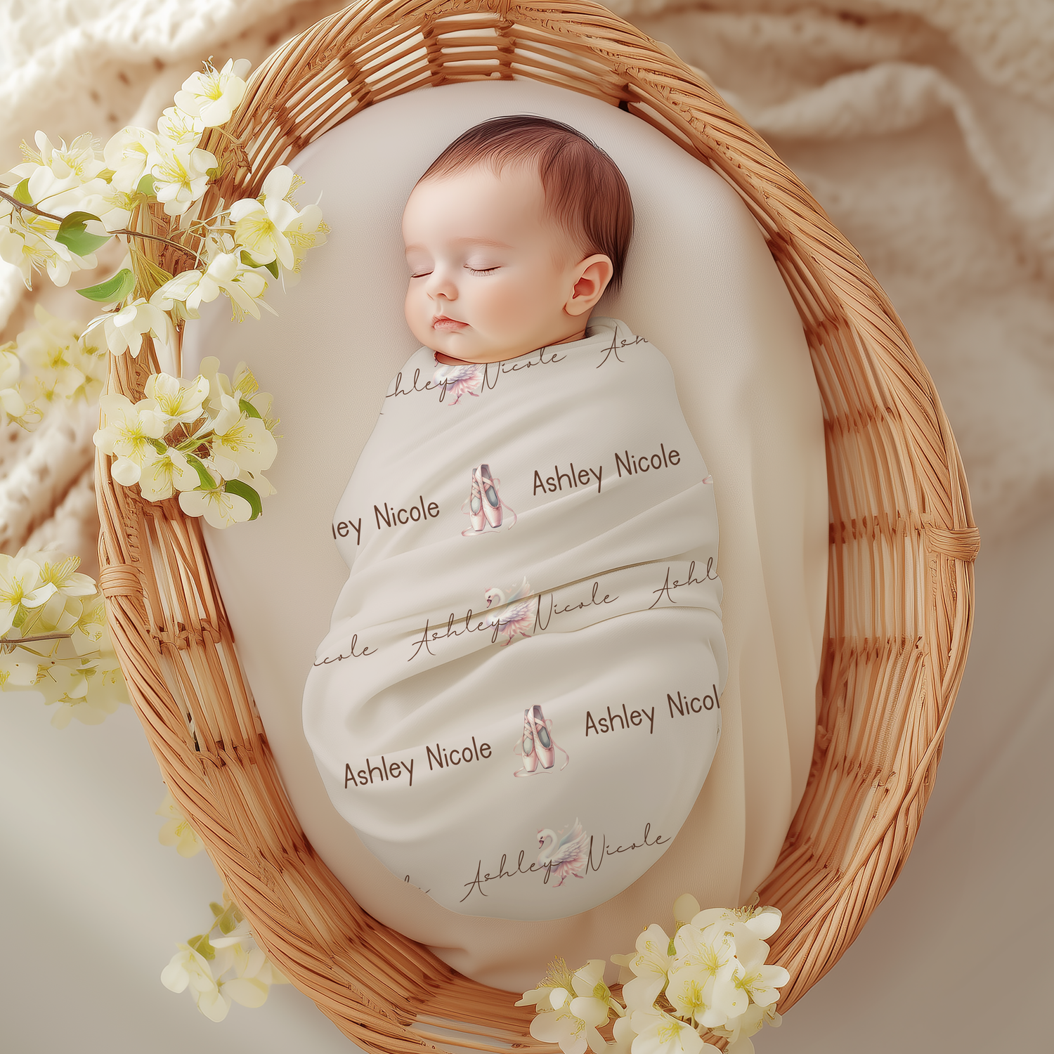 Ballerina Script Swaddle Set (B072)
