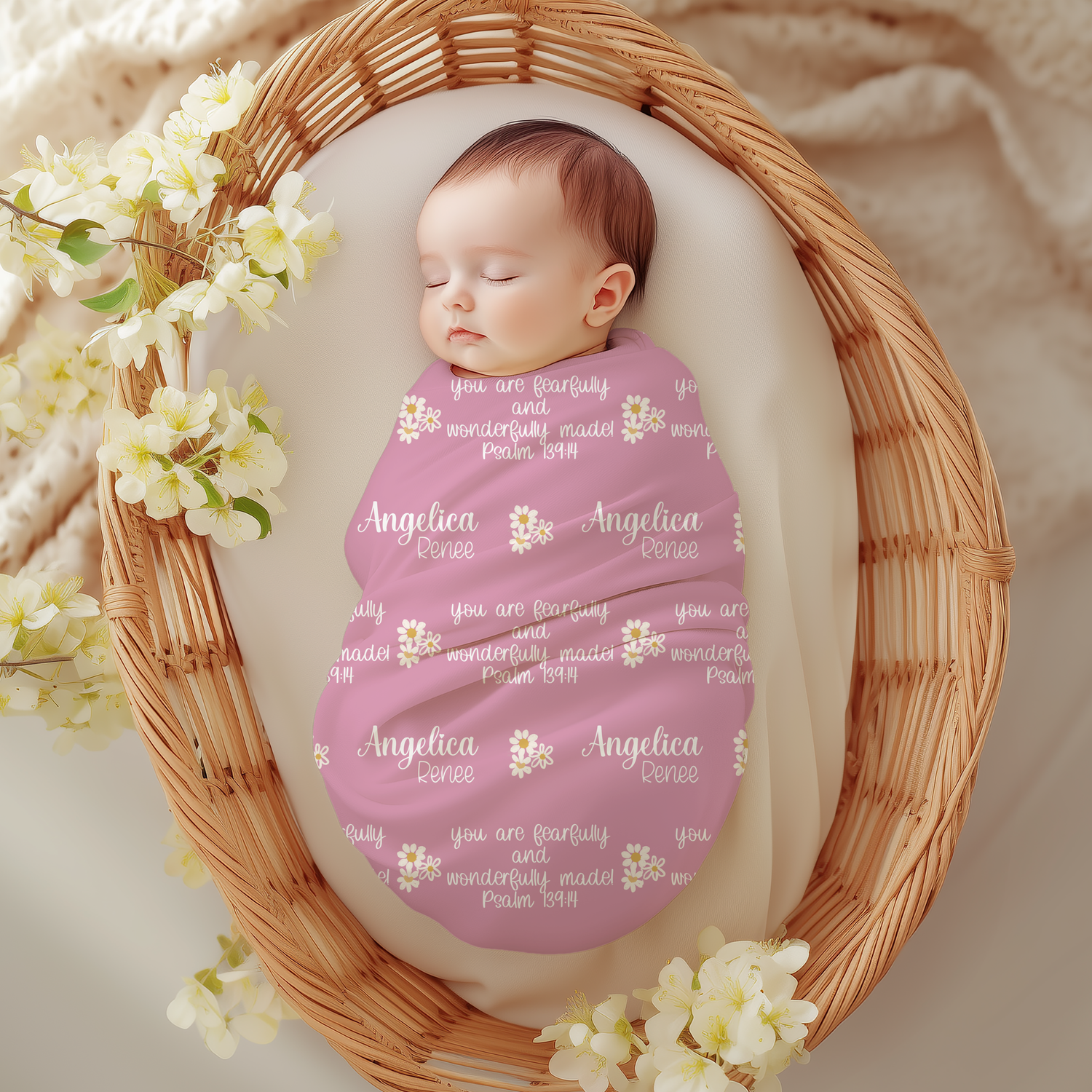 Christian Affirmations Swaddle Set (B094) (Pink)