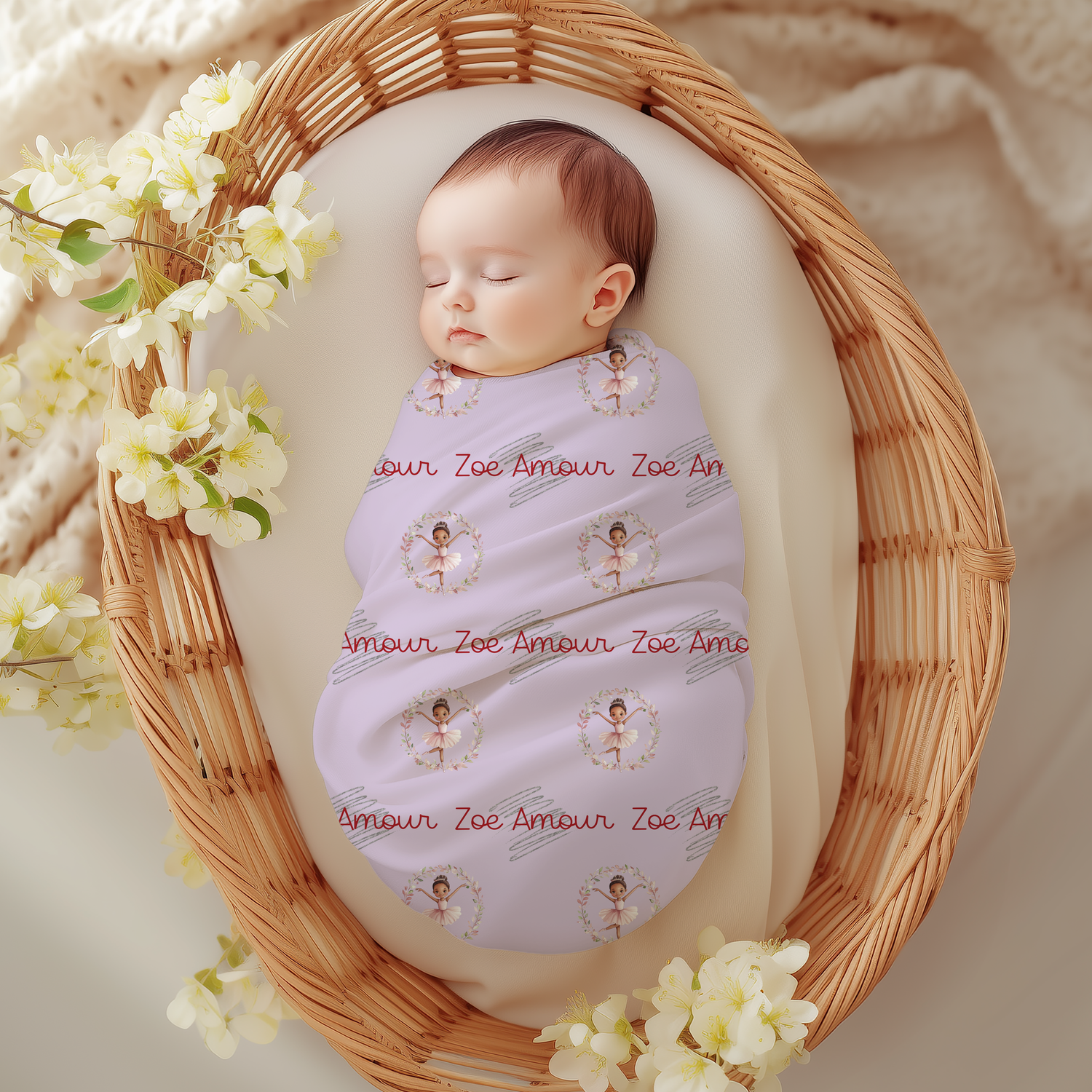 Twirling Ballerina Swaddle Set (B077) (Light Purple)