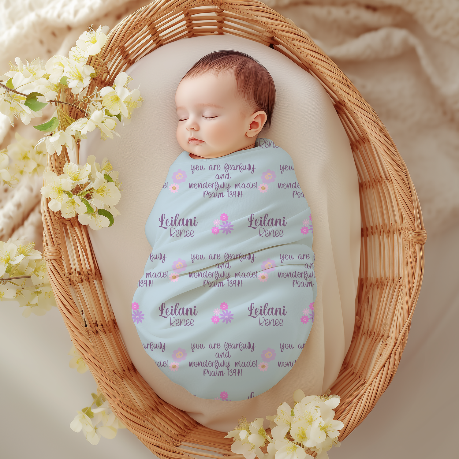 Christian Affirmations Swaddle Set (B095) (Blue)