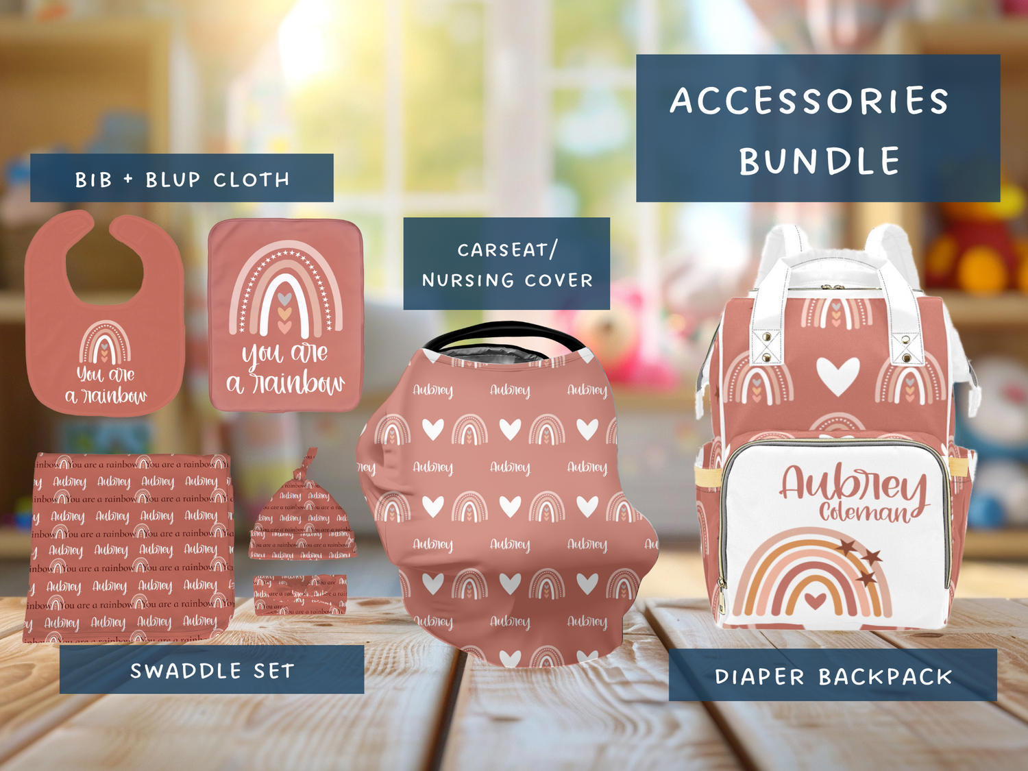 Hearts and Rainbows Accessories Set (Bun032)