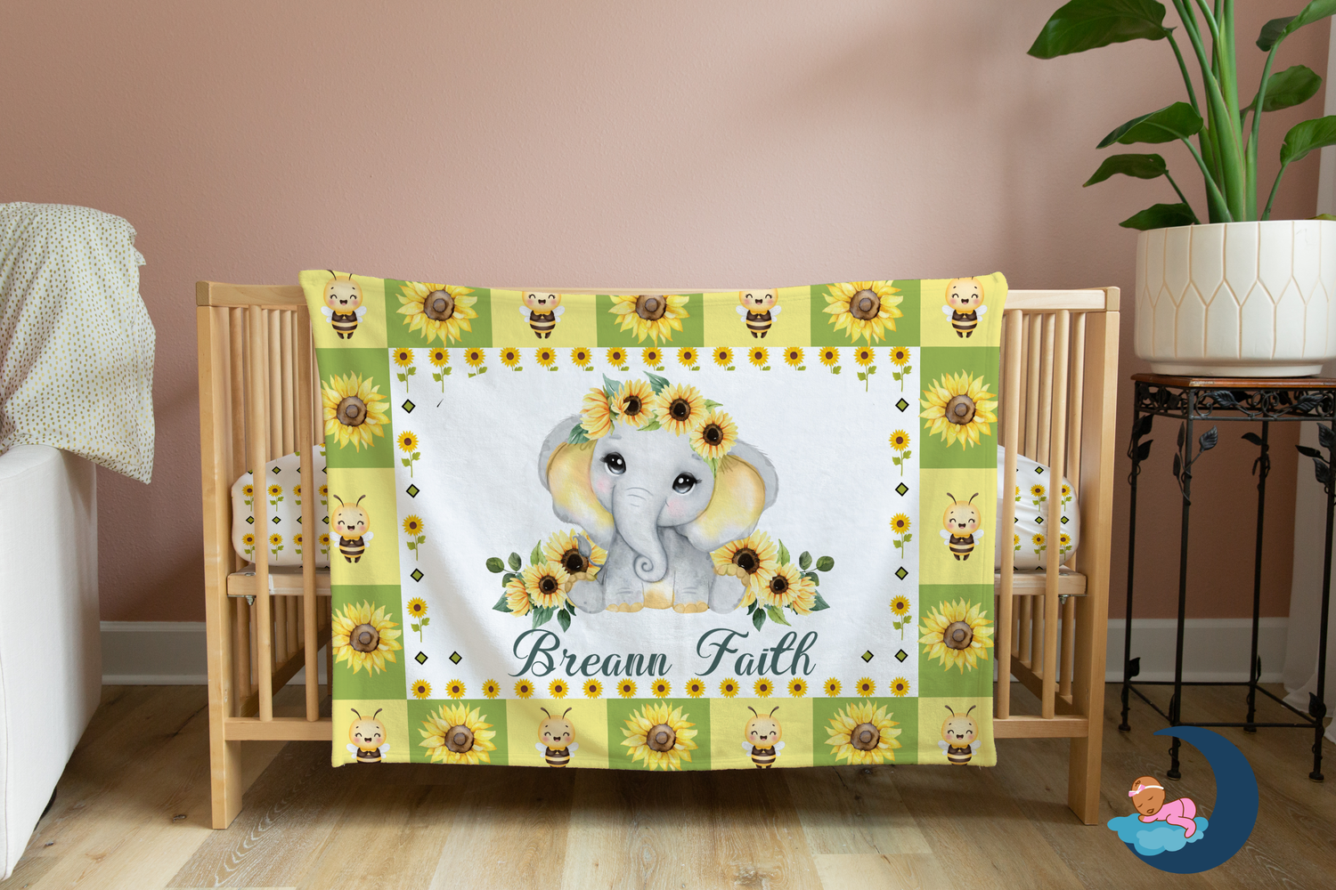 Sunflower Elephant Blanket (B252)