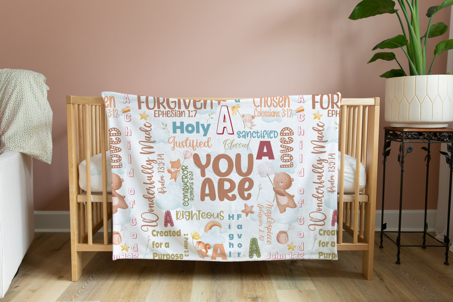 Dreamy Woodland Scripture Affirmations Blanket (B157)
