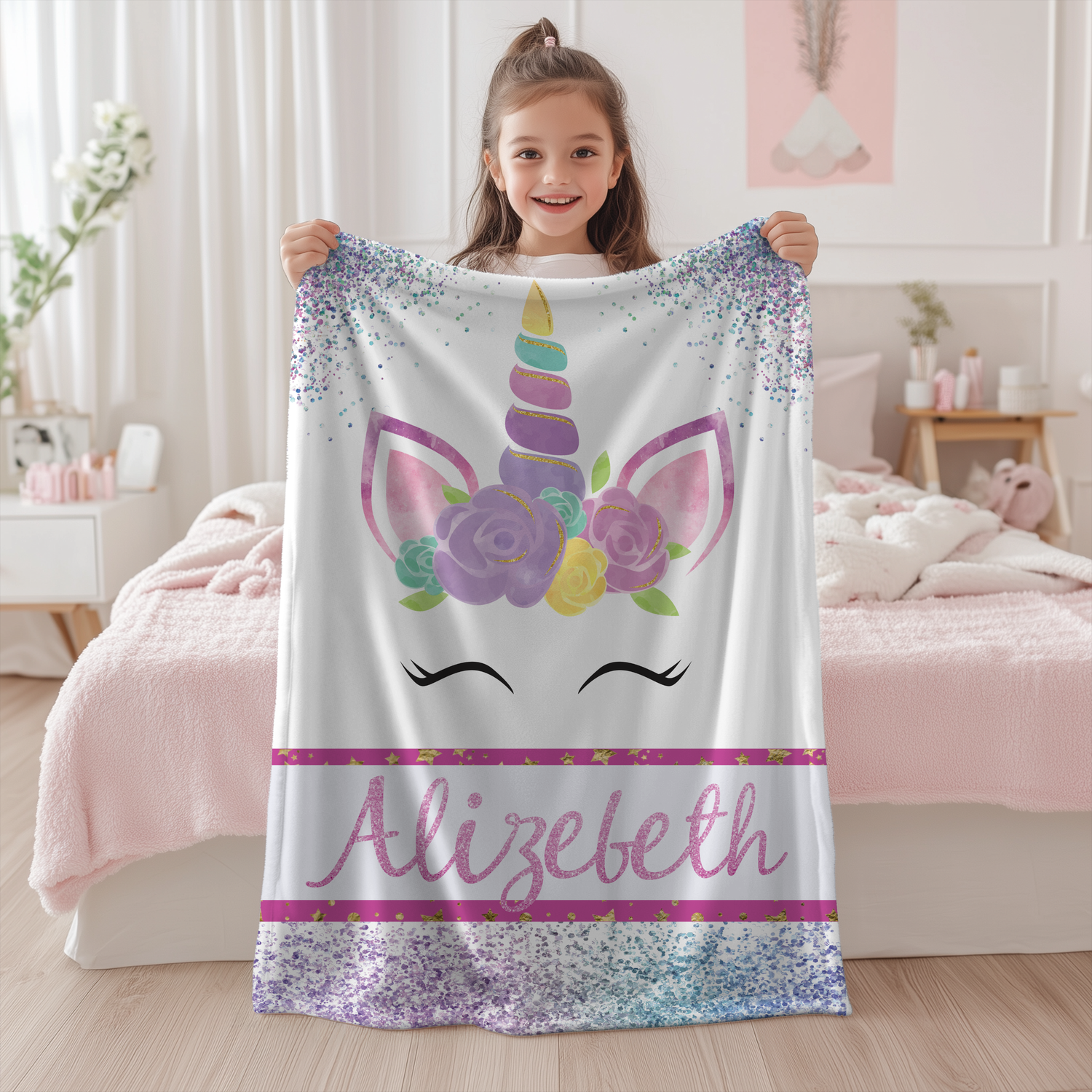 Unicorn Glitter Blanket (B012)