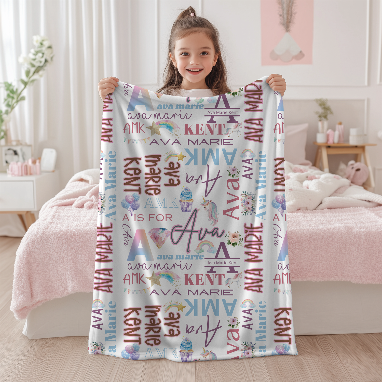 Unicorn Name Blanket (B030)
