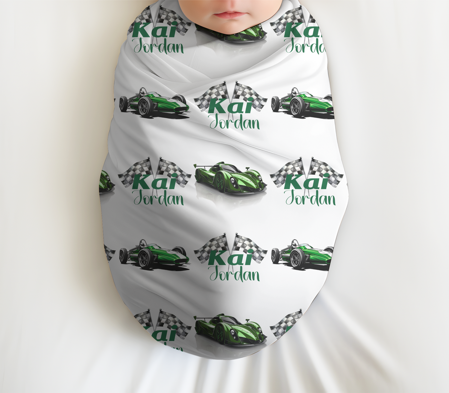 Race Car Swaddle Set (Green) (B066)