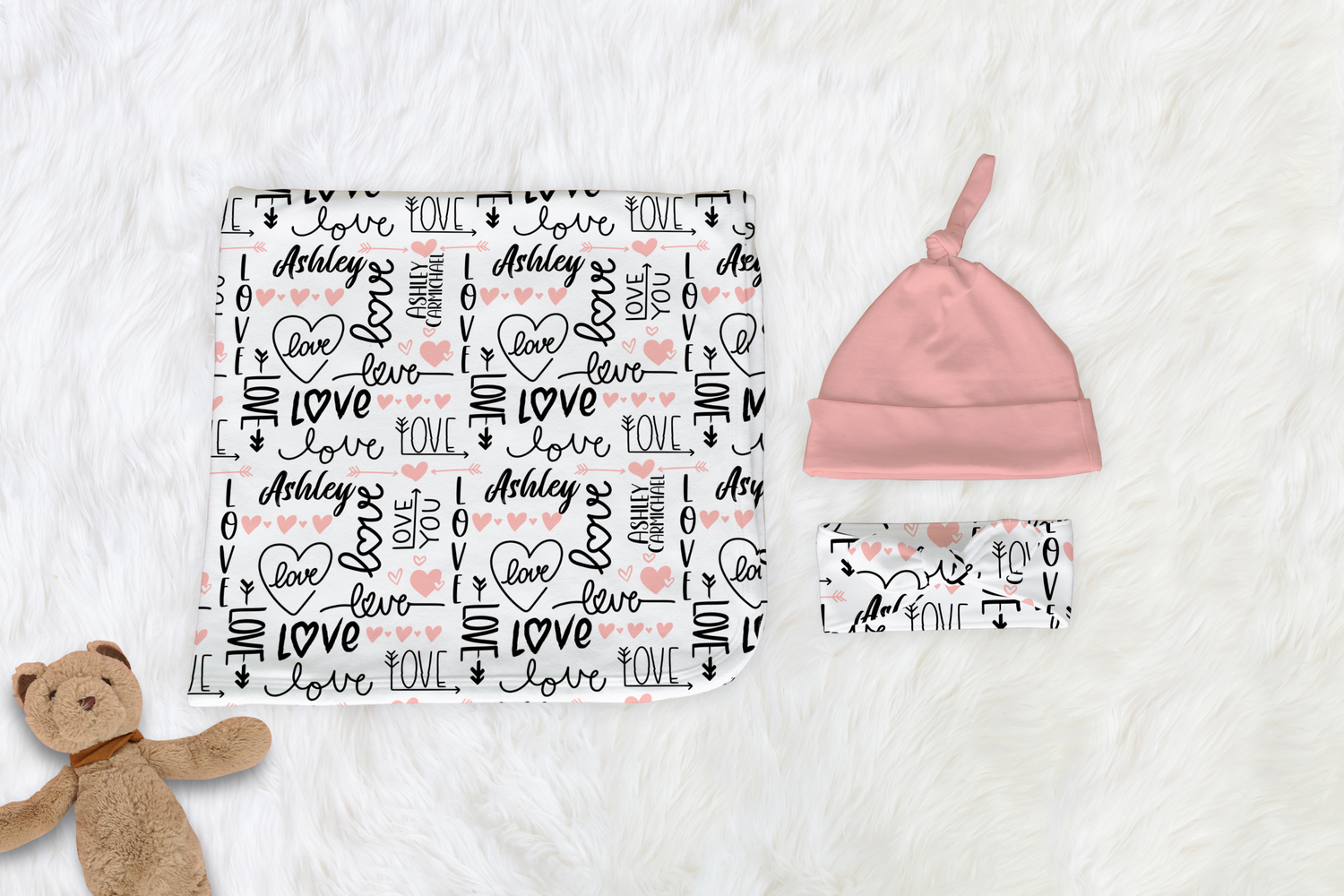 Love all Over Swaddle Set (B261)