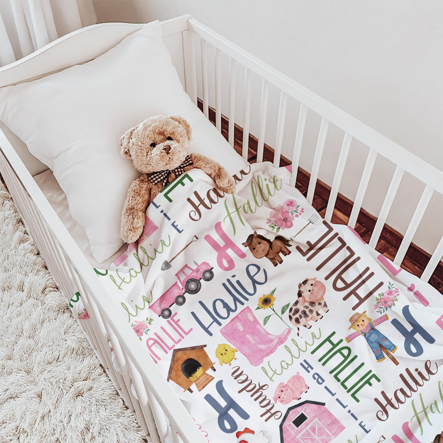Down on the Farm Blanket (Pink)(B319)