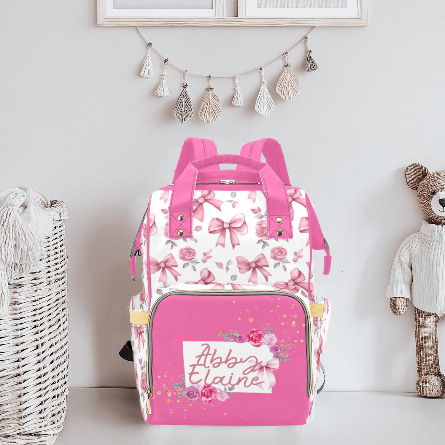 Abby Elaine's Bows in a Flower Bed Diaper Bag (A125)