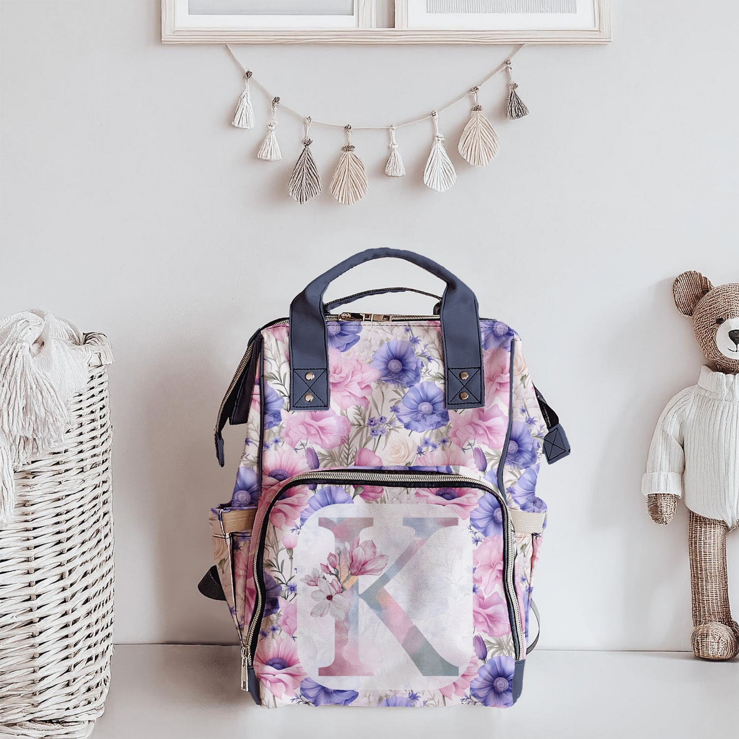 Purple Pastel Garden Diaper Bag (A199)