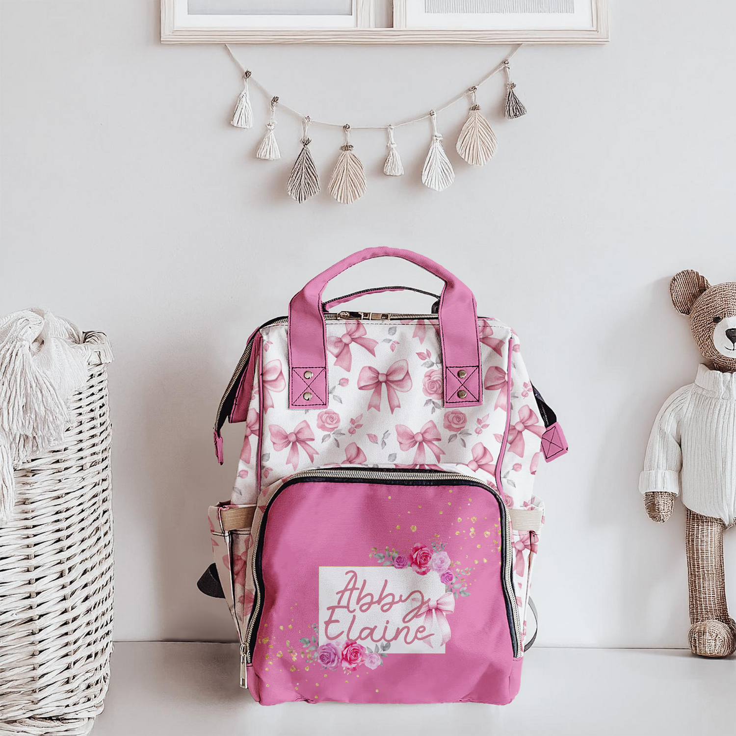 Abby Elaine's Bows in a Flower Bed Diaper Bag (A125)