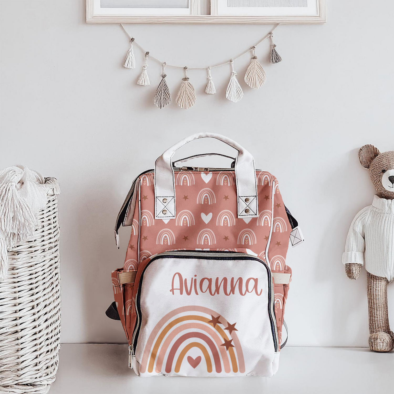 Hearts and Rainbows Diaper Bag (A007)
