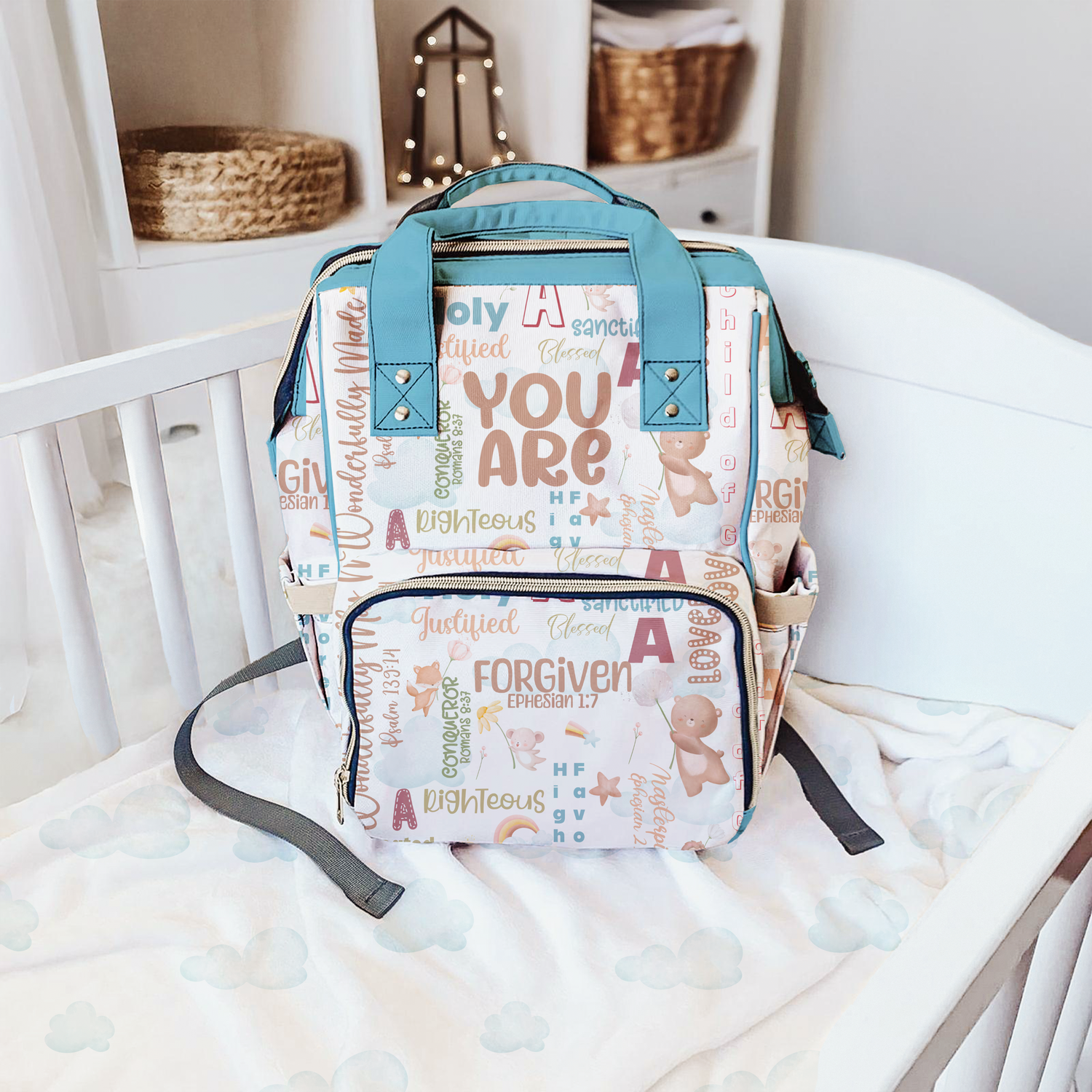 Dreamy Woodland Scripture Affirmations Diaper Bag (A157)
