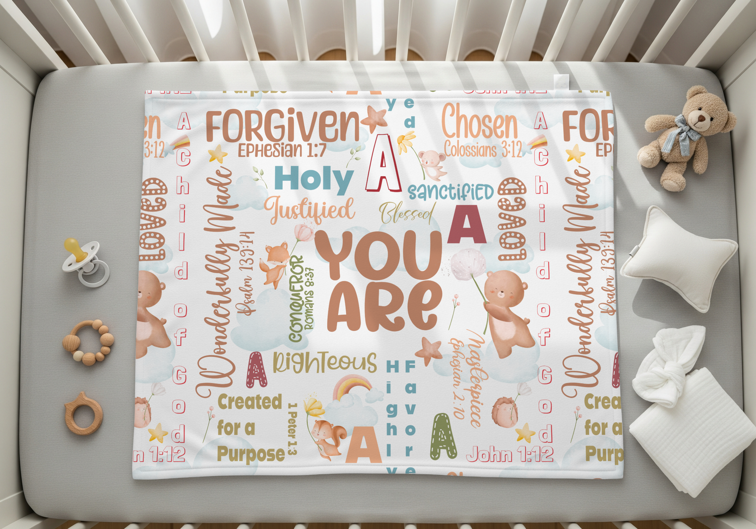 Dreamy Woodland Scripture Affirmations Blanket (B157)